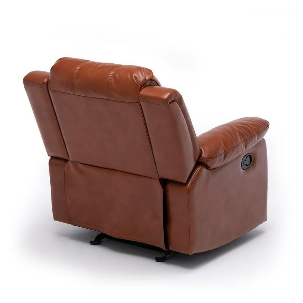 Caramel Faux Leather Glider Rocker Recliner T92316