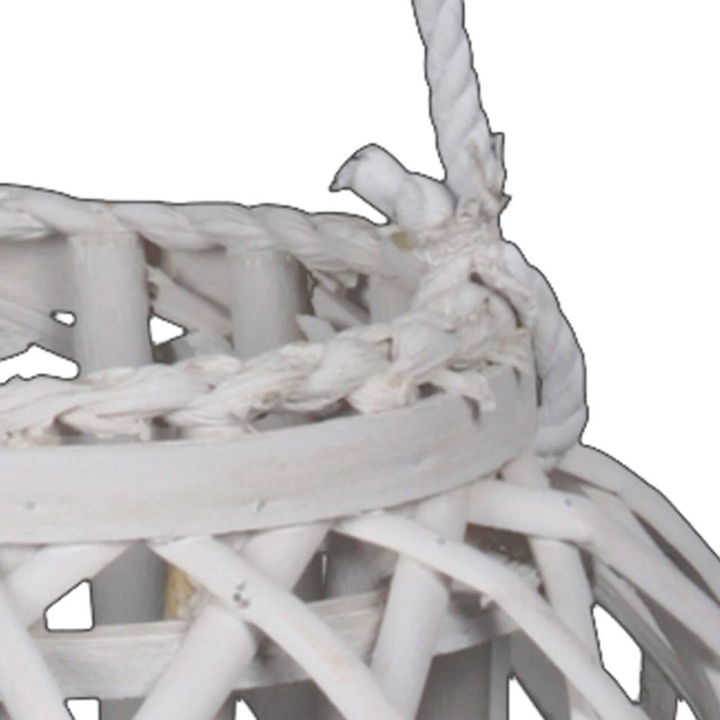 White Medium Round Lantern with Glass Candle Holder P271541