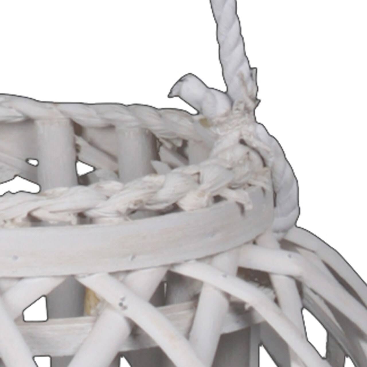 White Medium Round Lantern with Glass Candle Holder P271541