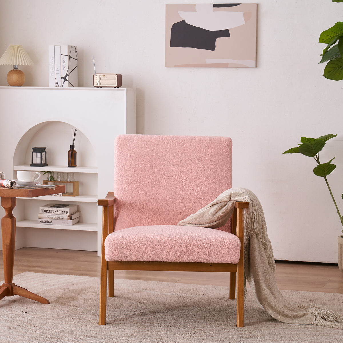 Pink Teddy Velvet Lounge Chair A490304