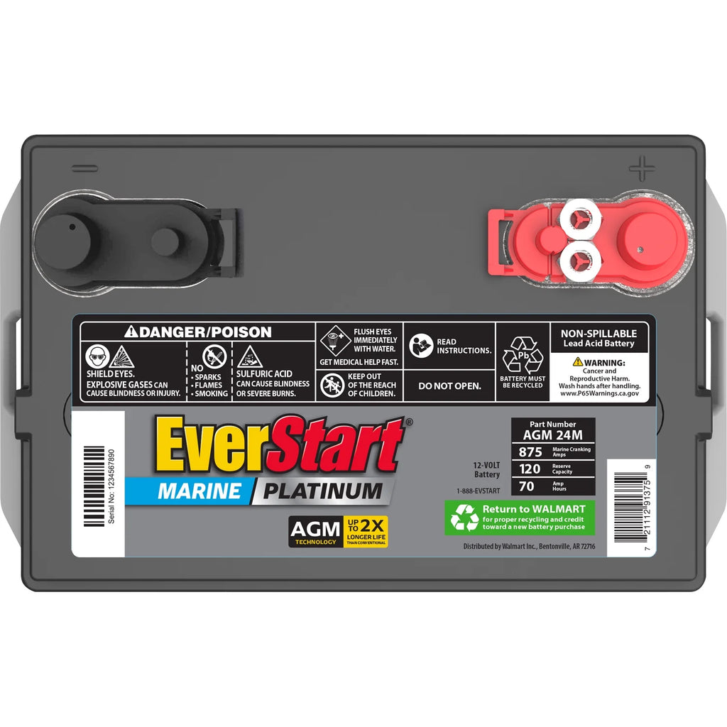 AGM Marine and RV Deep Cycle Battery Group Size 24M, 12 Volt 875 MCA M8496
