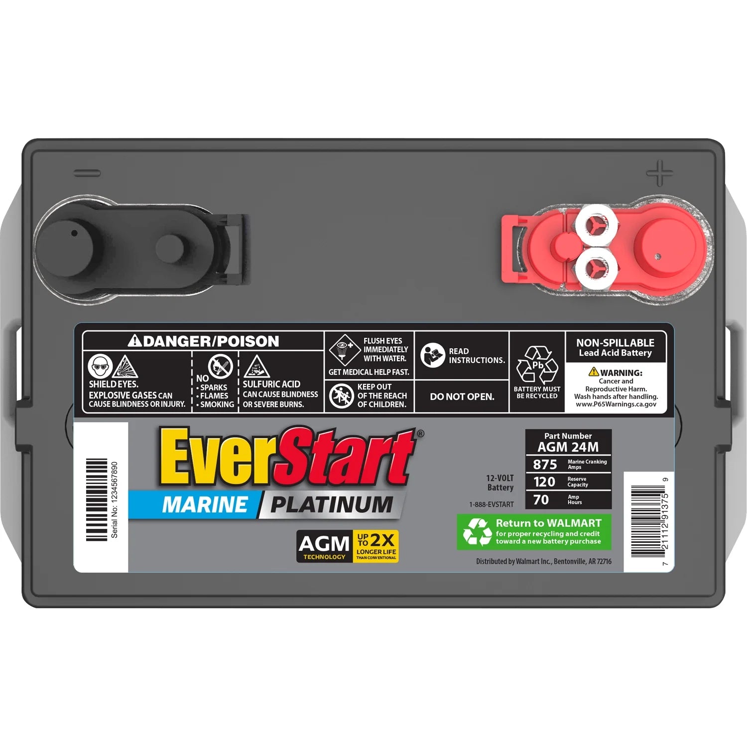 AGM Marine and RV Deep Cycle Battery Group Size 24M, 12 Volt 875 MCA M8496