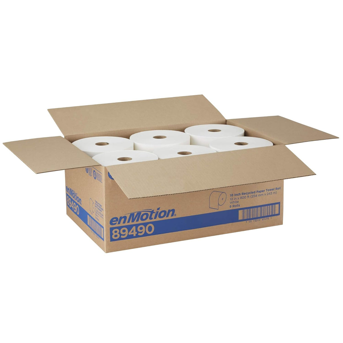 White Recycled Paper Towel Roll, 800 Feet, 6 Rolls Per Case T9693