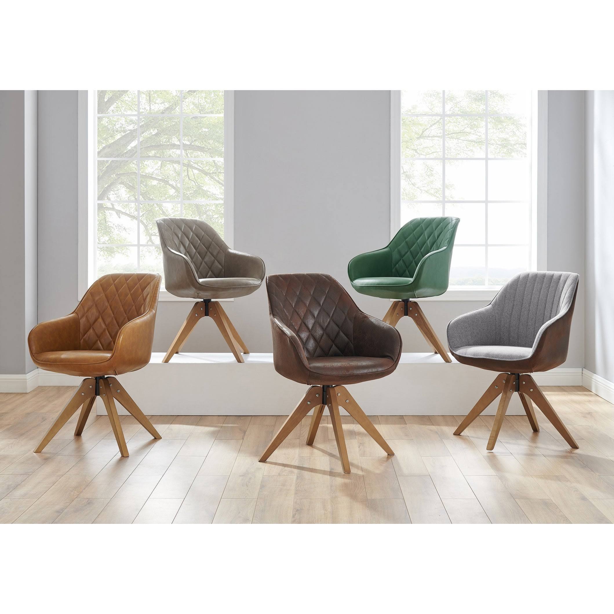 Camel Faux Leather Swivel Accent Arm Chair with Wood Legs M72393