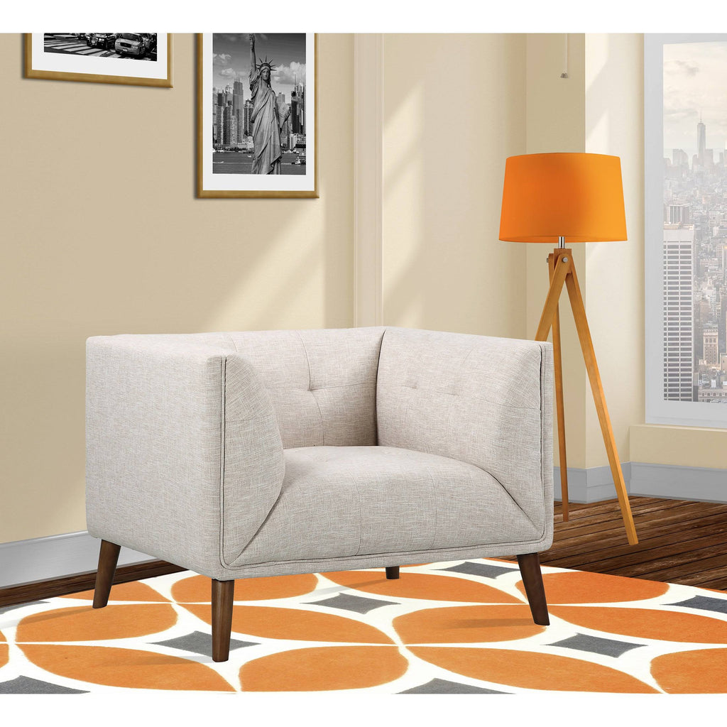 Dark Gray Linen Button-Tufted Chair I2887