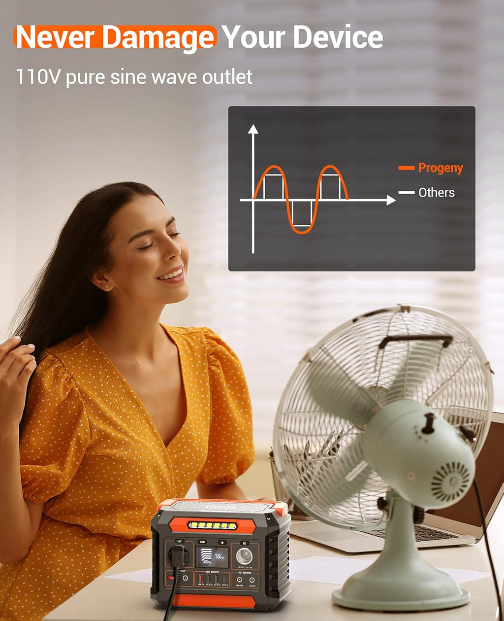 Portable Power Station 300W, 299Wh/80818mAh, Regulated DC Output, Pure Sine Wave, LED Light D910352