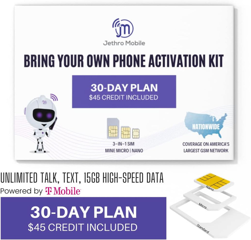 15GB 5G/4G LTE Data Unlimited Talk & Text 30 Days 3-in-1 GSM SIM Card Pack of 2 F871