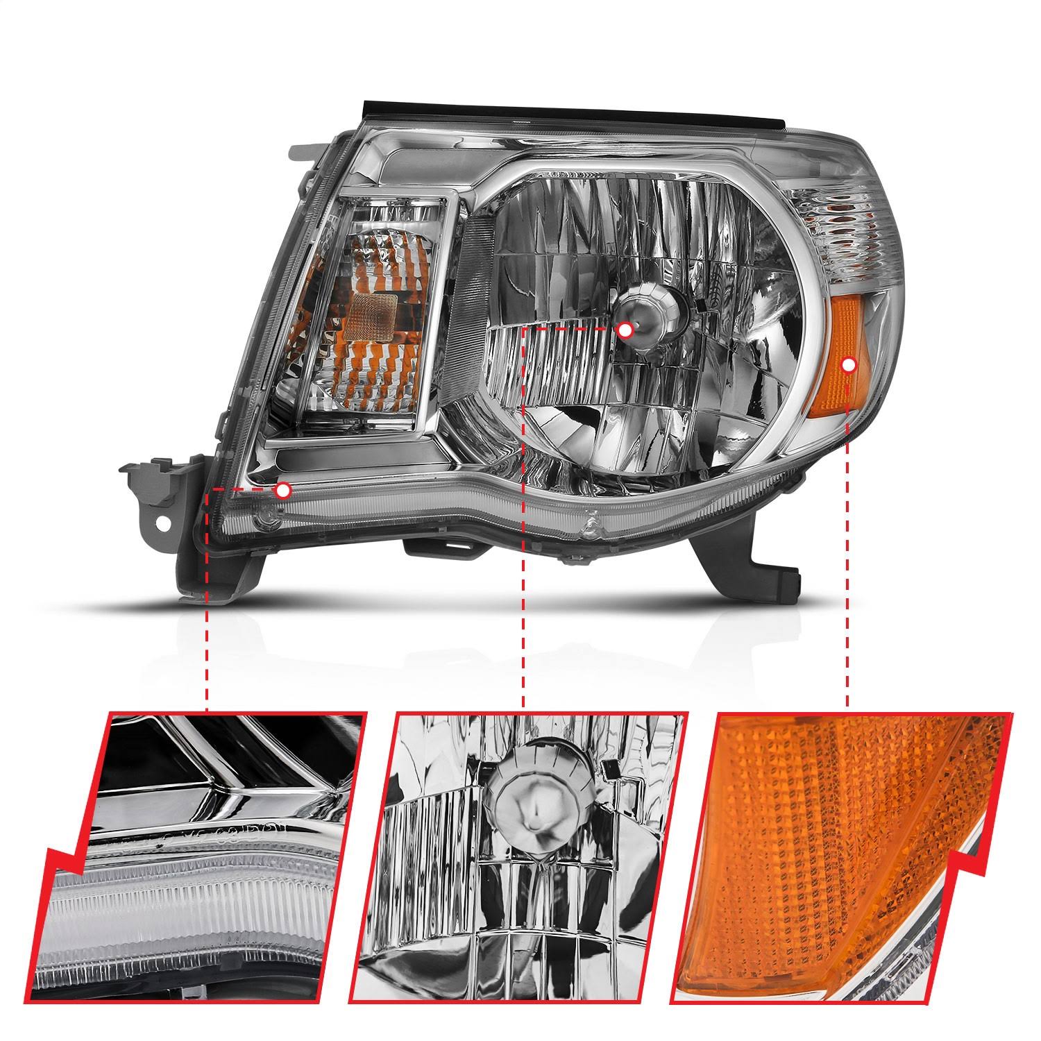 Crystal Headlight Chrome Amber W3278