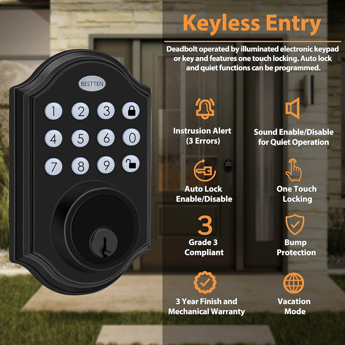 Matte Black Electronic Keypad Deadbolt Pack of 2 U12760