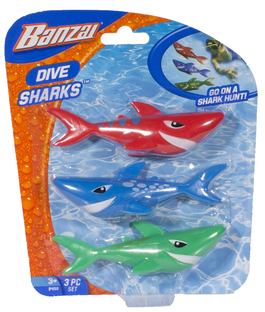 3 in a Pack Swimming Pool Diving Toys Sharks H15808