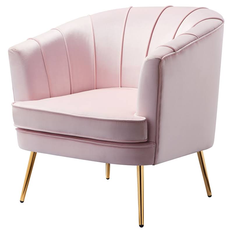 Peach Velvet Accent Chair Y559948
