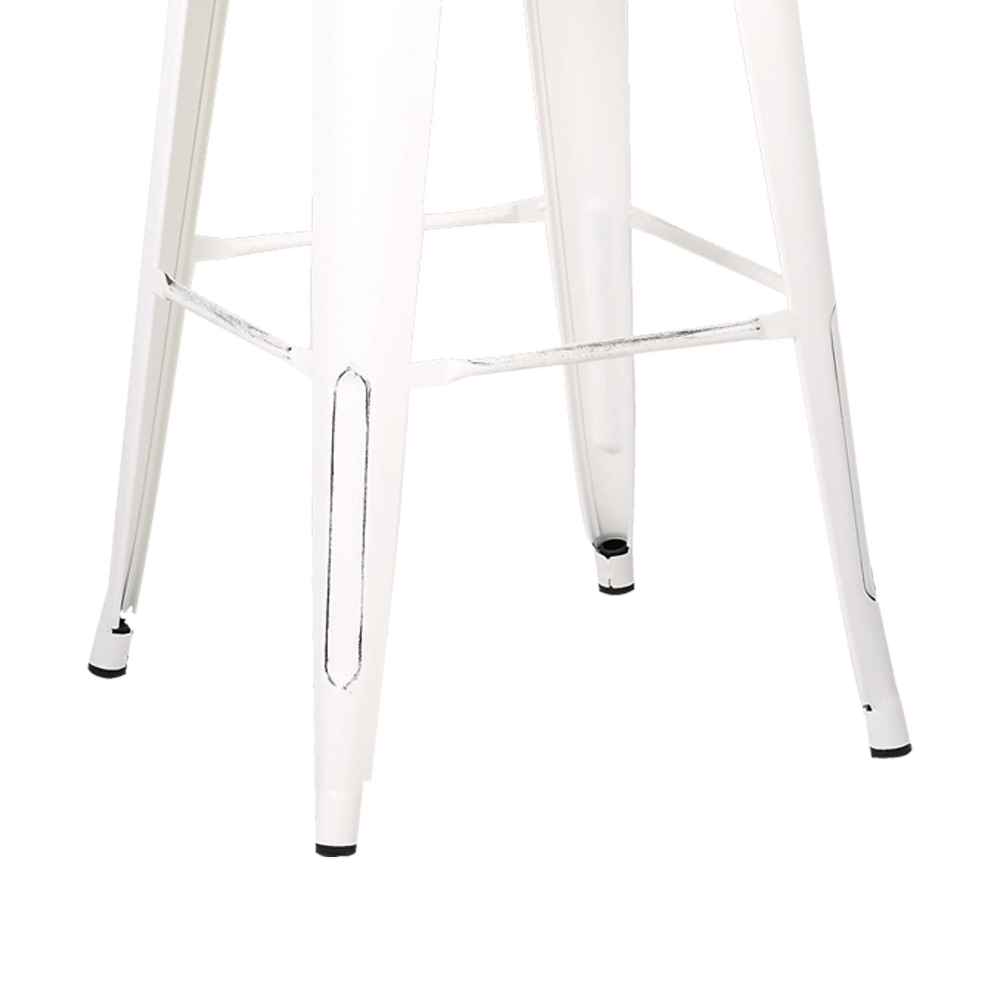 Square Wooden Counter Stool with Metal Legs Distressed White - Set of 2 G992624