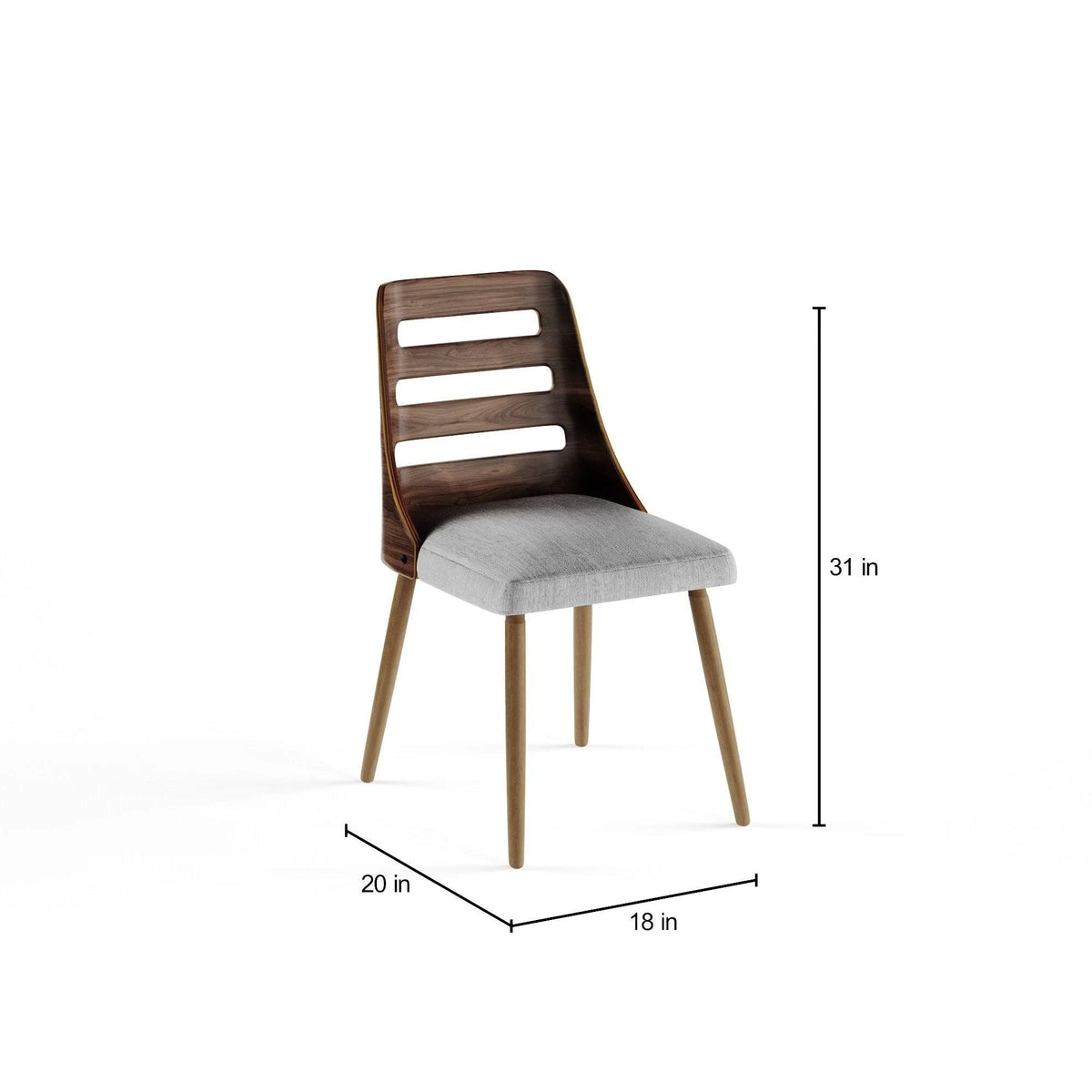 Walnut Wood Dining Chair with Grey Fabric Z199
