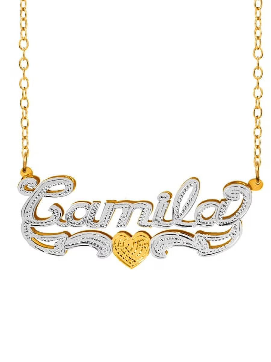 Beaded Rhodium Name Necklace Z9601