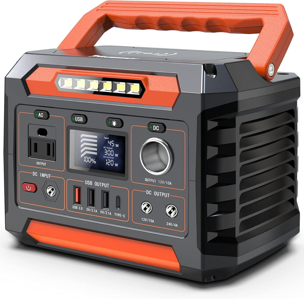 Portable Power Station 300W, 299Wh/80818mAh, Regulated DC Output, Pure Sine Wave, LED Light D910352