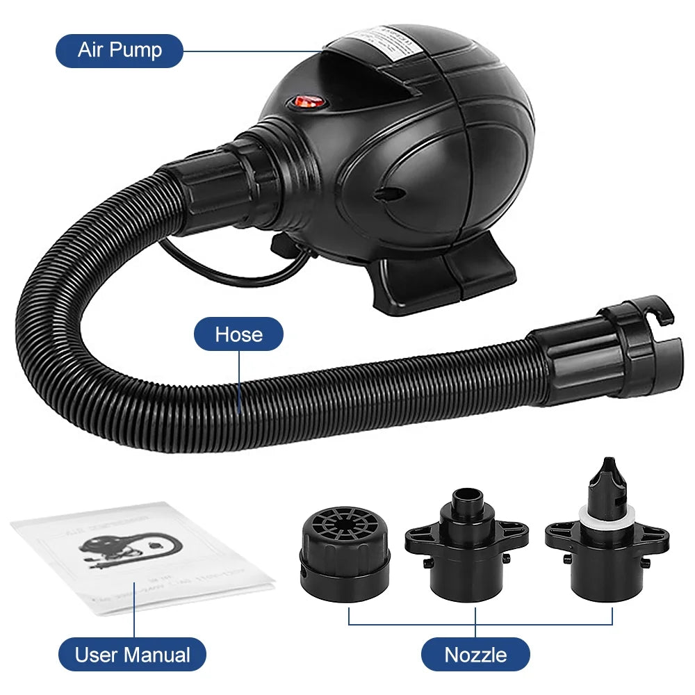 Portable 800W Electric Air Pump Inflator Deflator with 3 Nozzles J7730