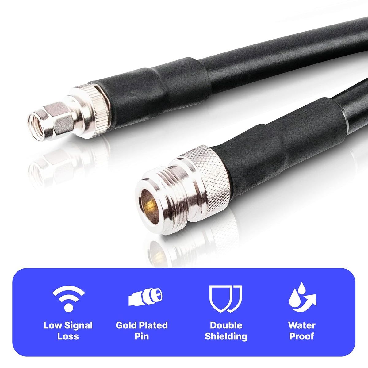 N Type Female to RP-SMA Male 10ft Low Loss Extension Cable Z390