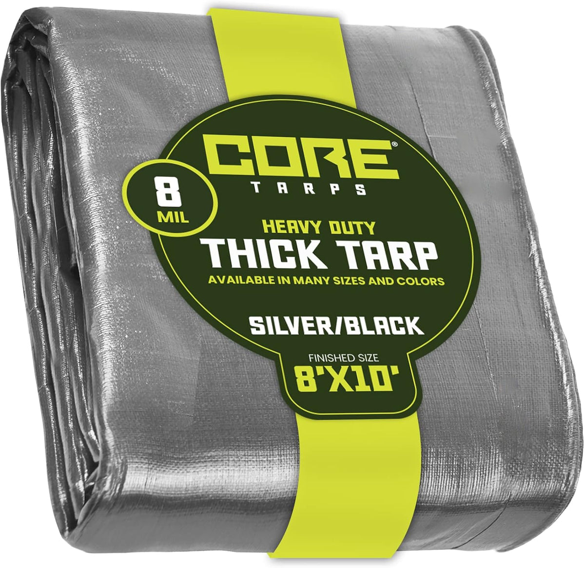 Heavy Duty 8 Mil Waterproof Poly Tarpaulin with Reinforced Edges, Brown/Black 18′ X 24′, Pack of 2 C84580