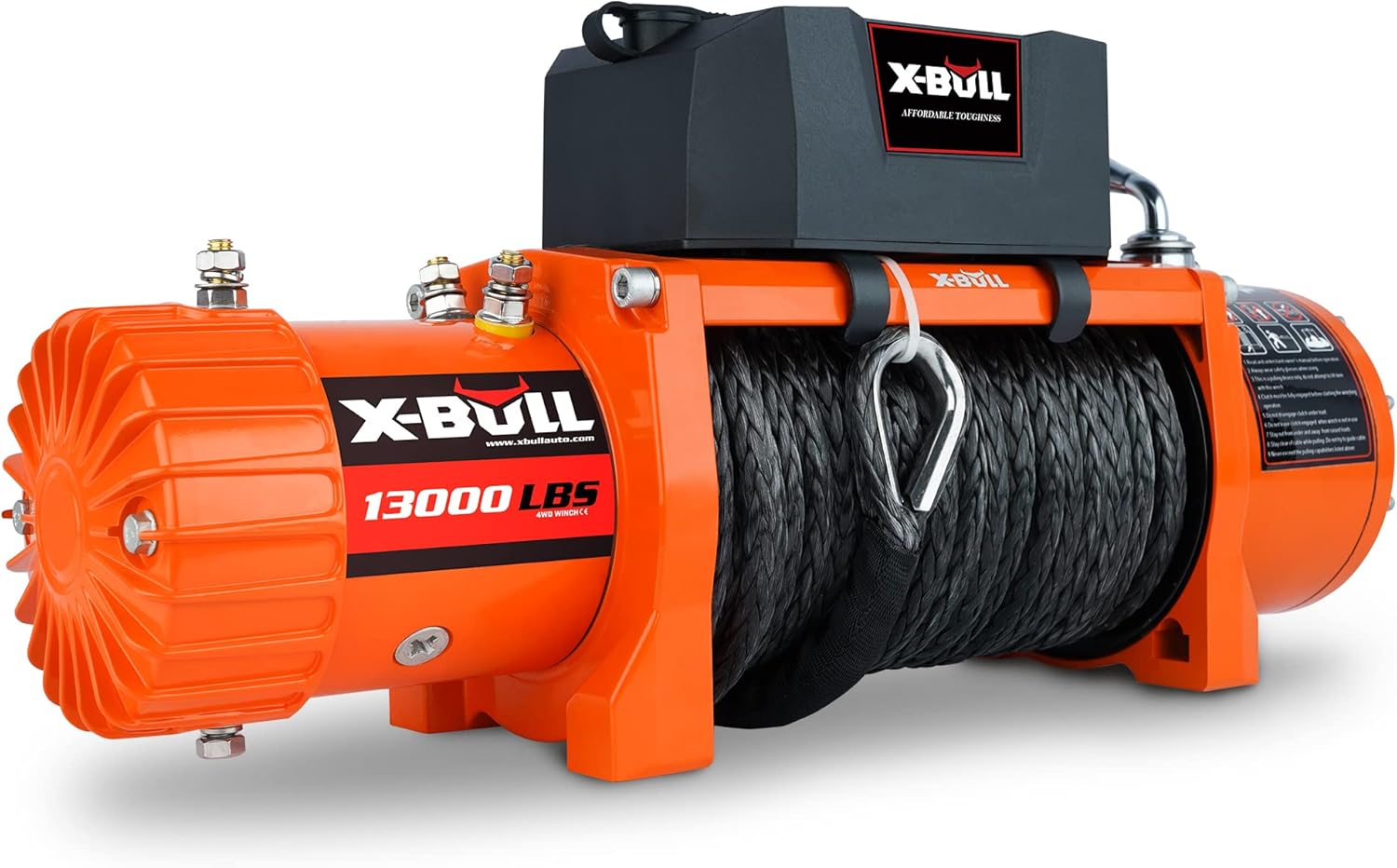 Orange 13000 lb 12V Electric Winch Kit with Wireless Remote and Hawse Fairlead I305258