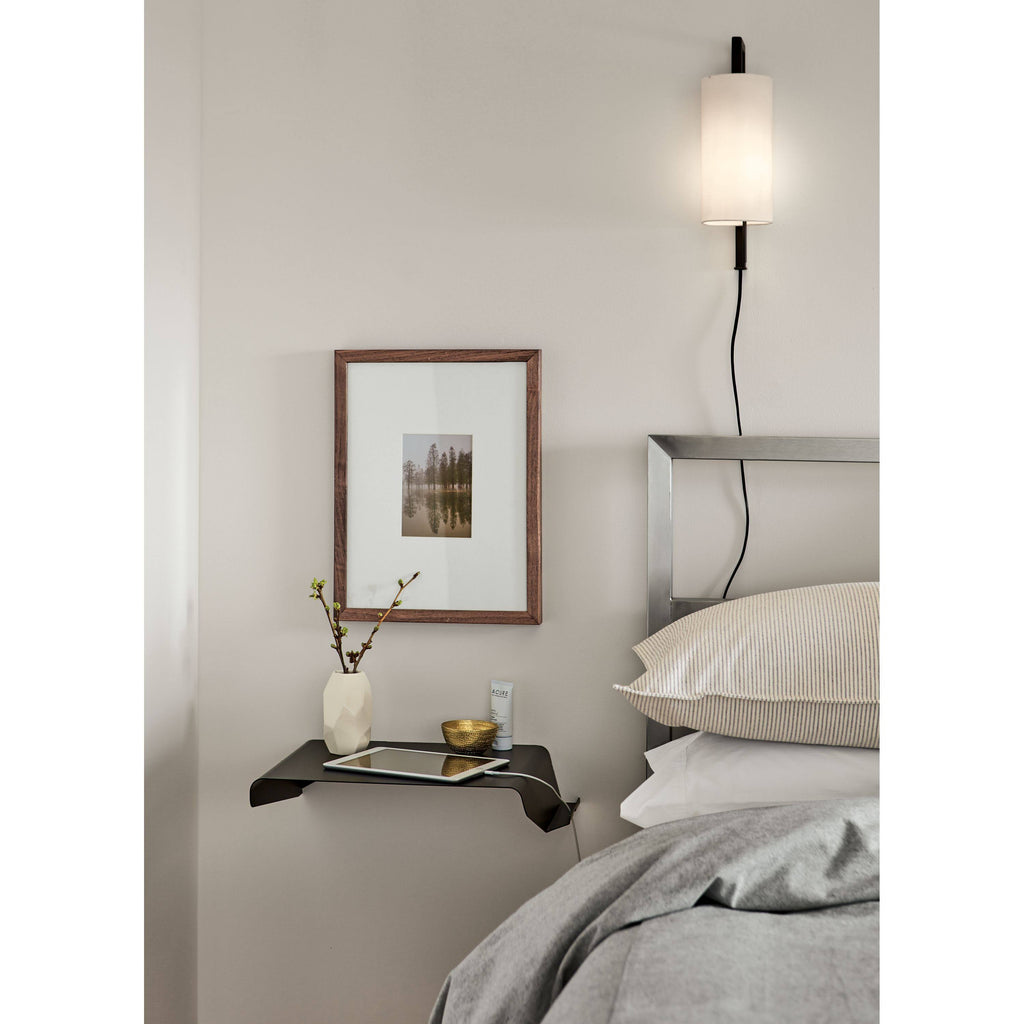 White Cooper Wall Shelf with Left-Side Ledge H227009