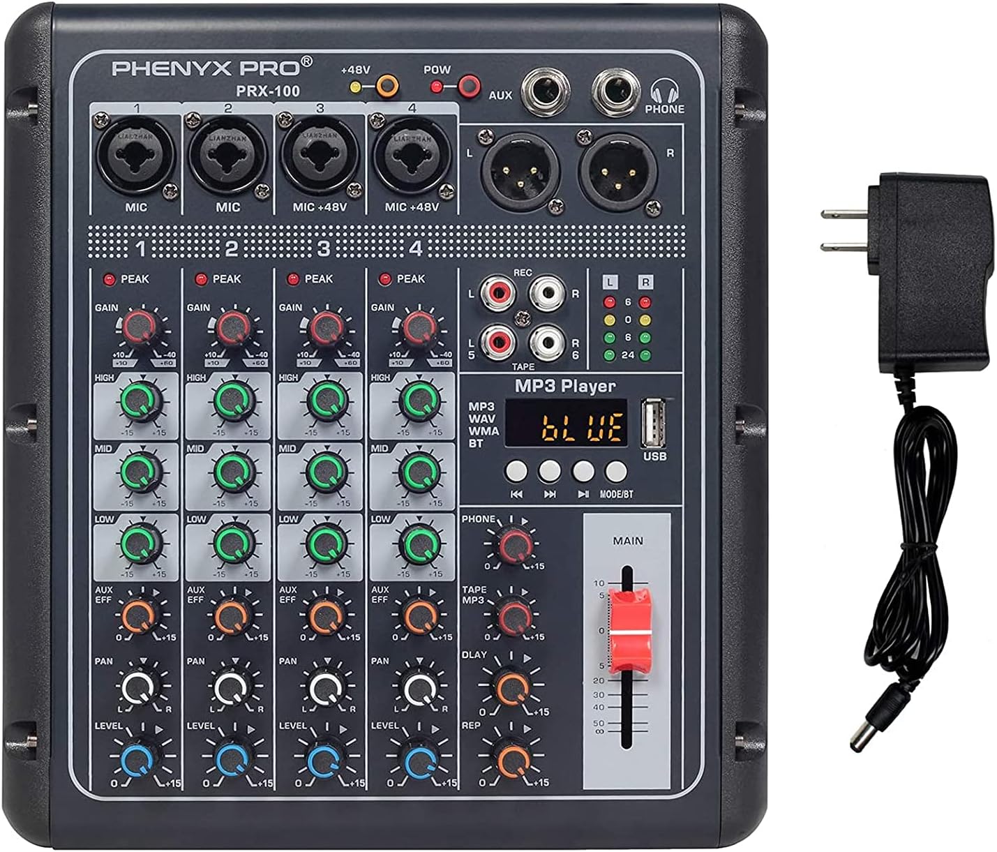 Compact 4-Channel Audio Mixer with USB Recording Interface L76212