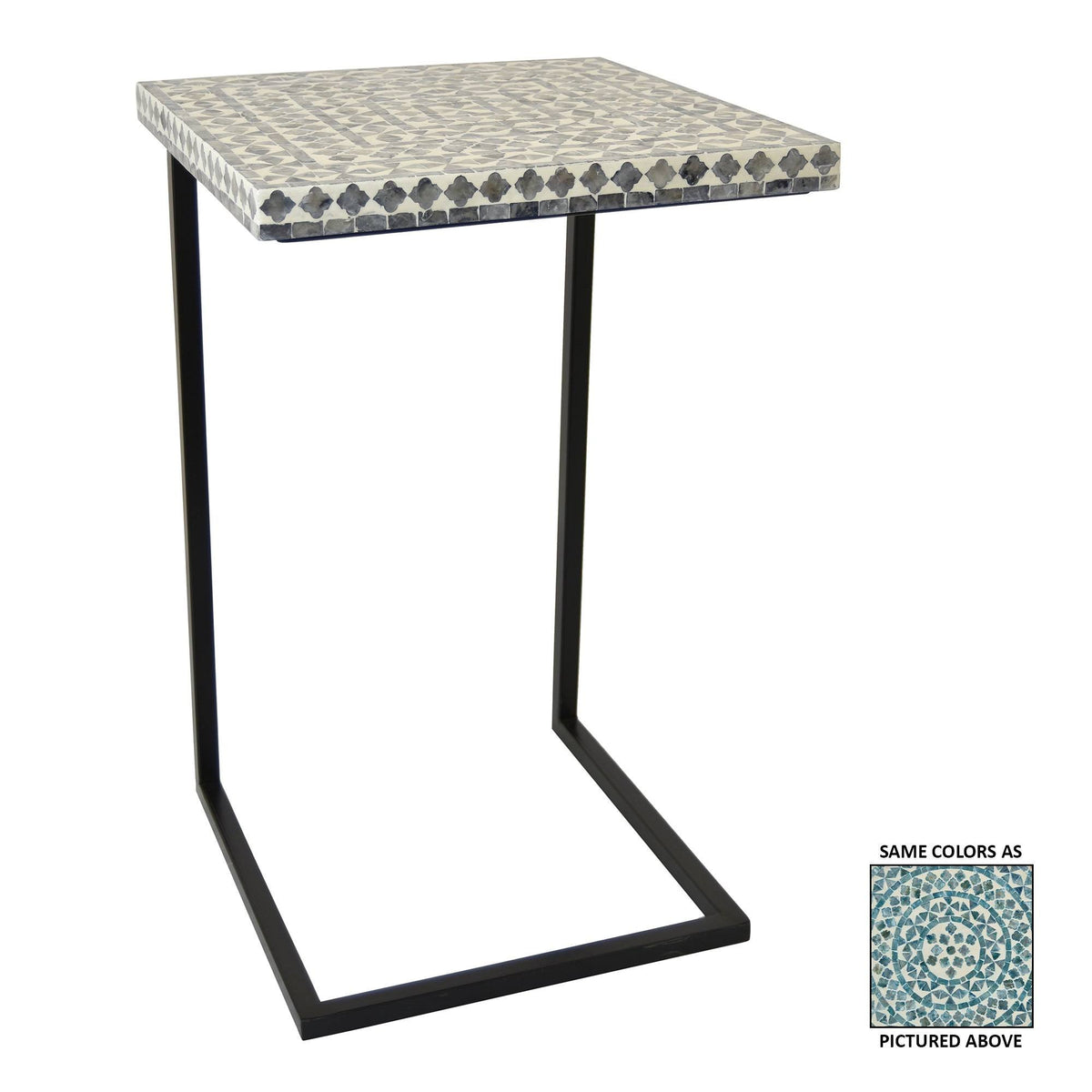 Gray Wood Side Table with Capiz C775