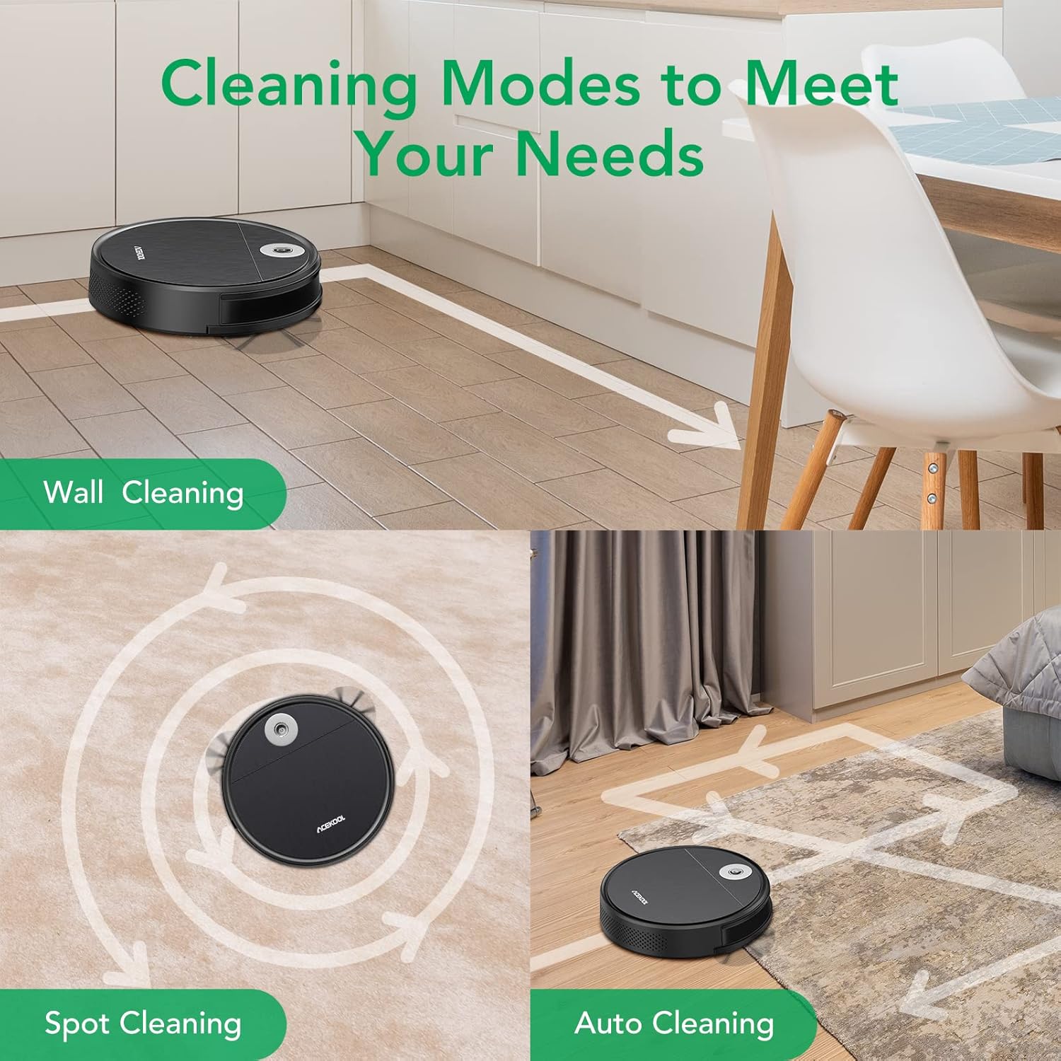 Robot Vacuum Cleaner, 1700pa Suction, 170min Runtime W8404