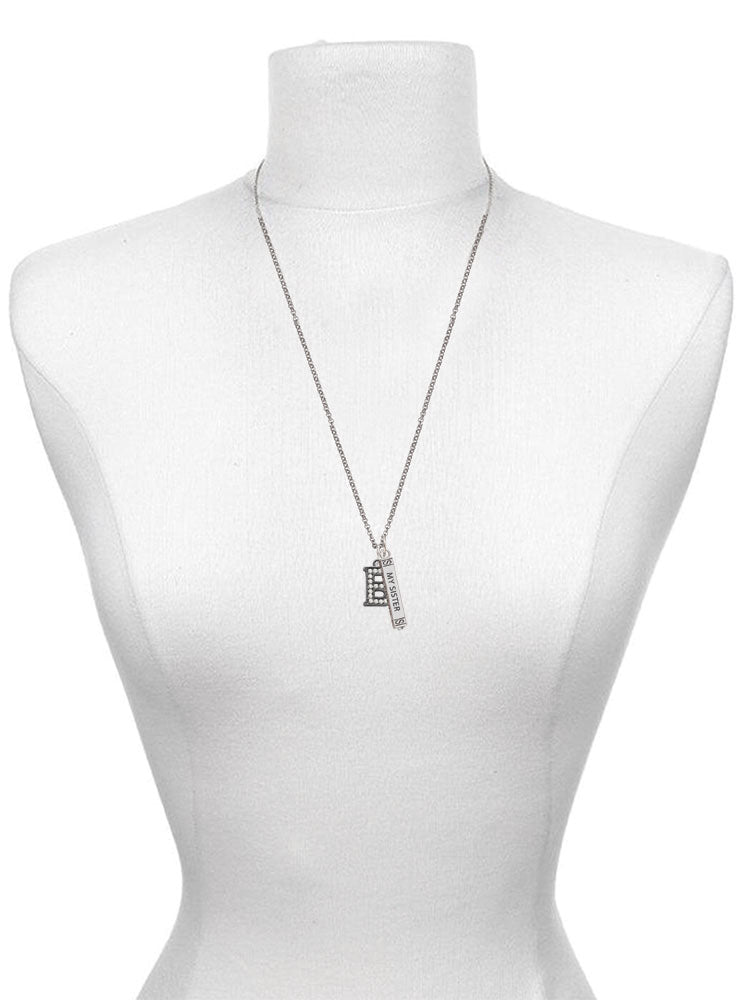 Black Nickeltone Crystal Initial Bar Charm Necklace, 23" G82785