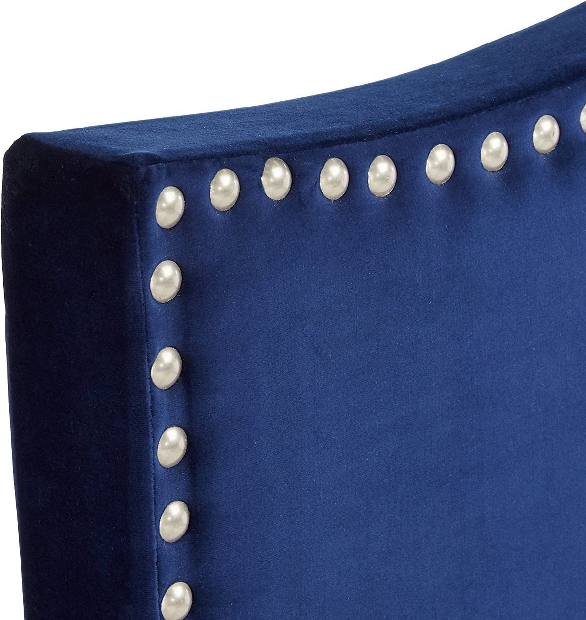 Blue Velvet King Size Upholstered Panel Bed W4571