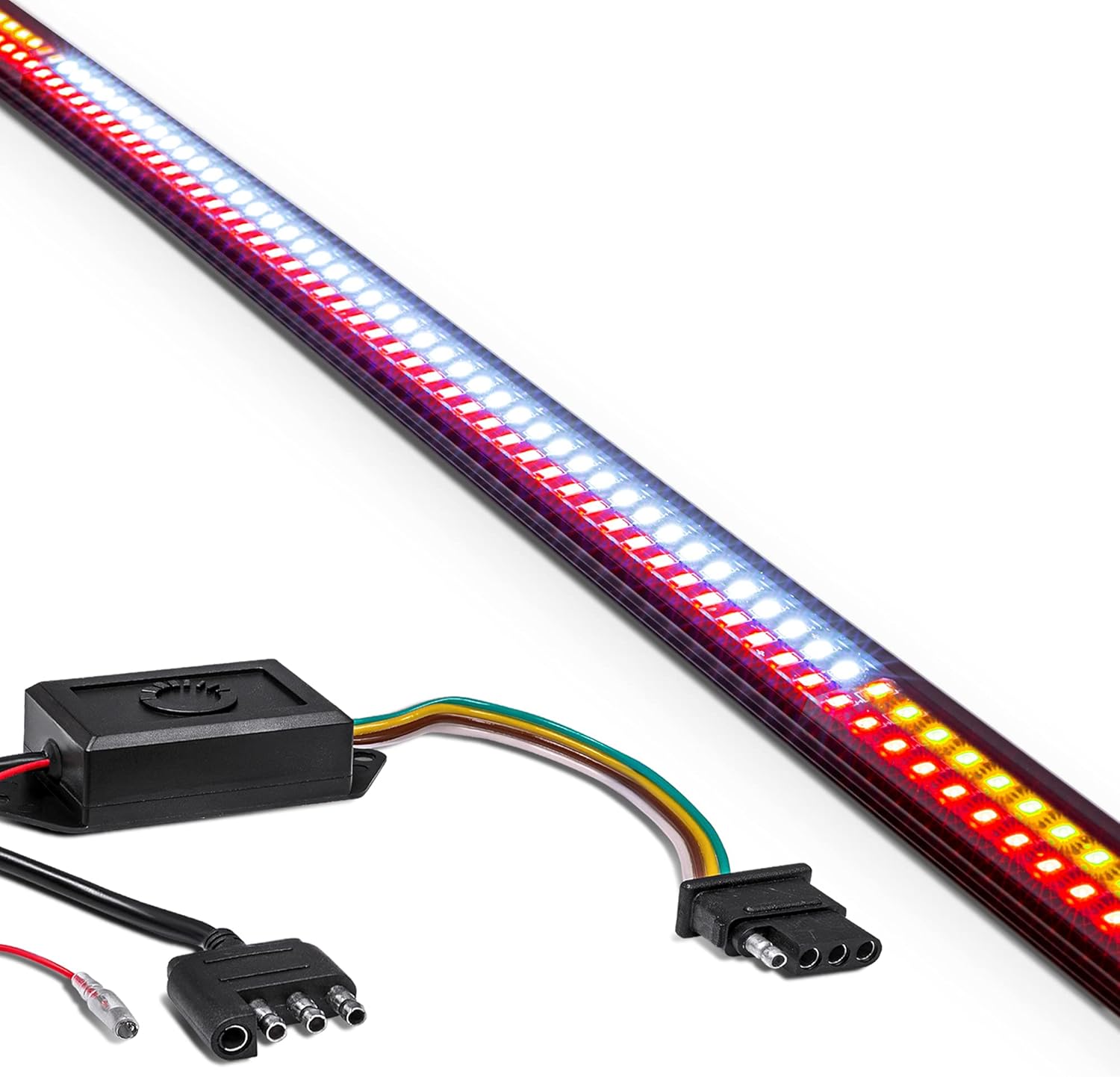 49 LED Tailgate Light Bar for Trucks, Rigid Aluminium Frame, Amber Sequential Turn Signal, IP66 Waterproof, Pack of 2 U97371