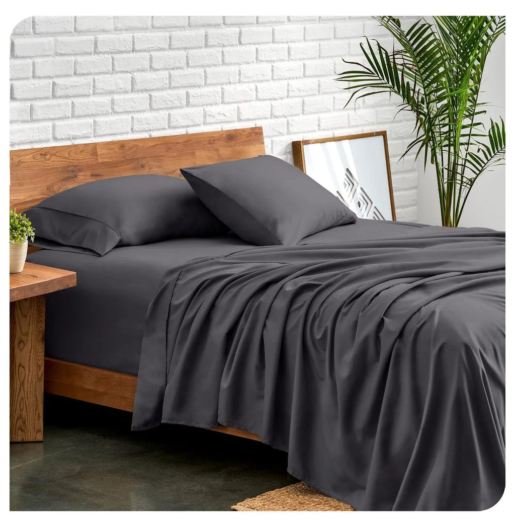 Short Queen 4 Piece Microfiber Sheet Set with Deep Pockets U64585