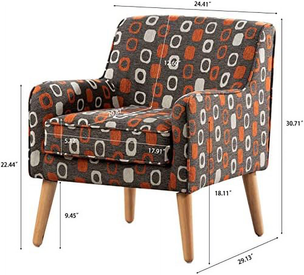 Grey Pattern Linen Fabric Accent Chair E567
