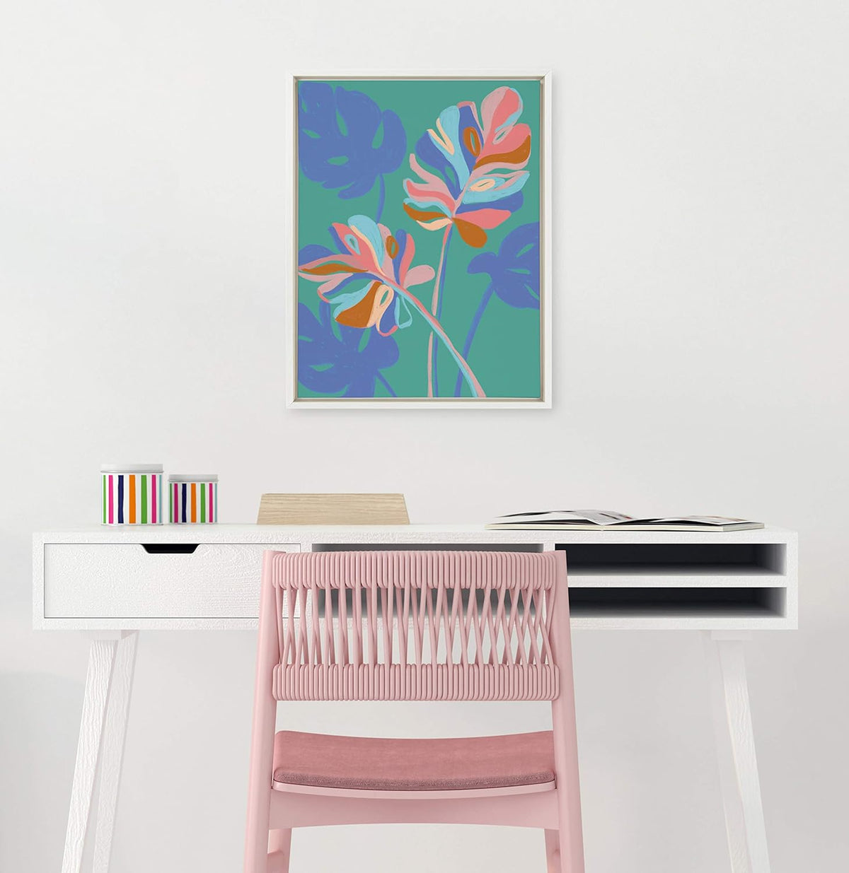 Monstera Green Framed Canvas Wall Art, 18x24 R89742