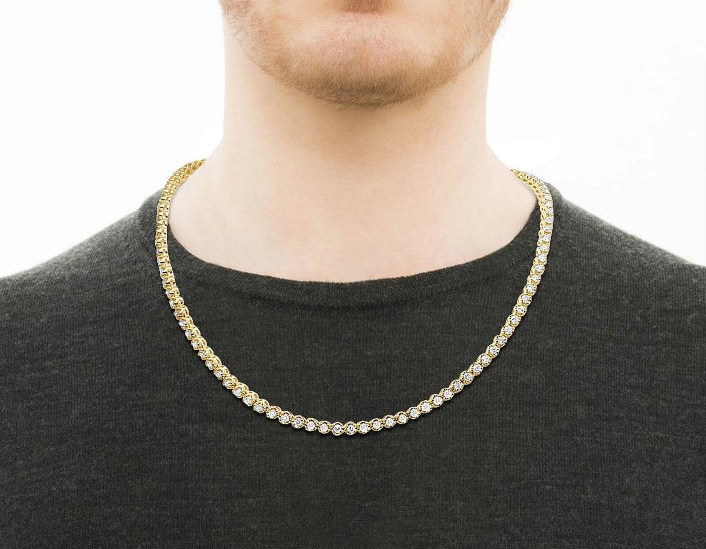 10K Yellow Gold Diamond Tennis Choker Necklace 4mm 21" 6.5CT H619421