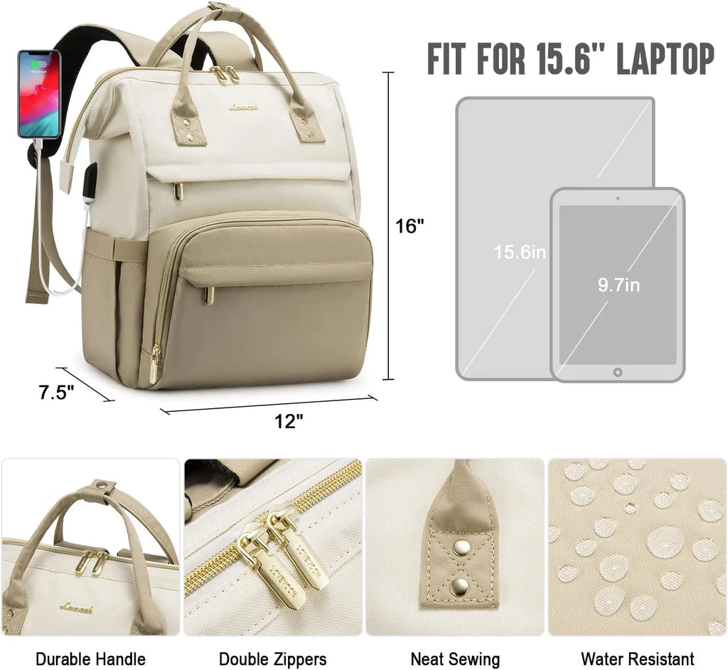 Beige-Khaki Waterproof Laptop Backpack Q2535