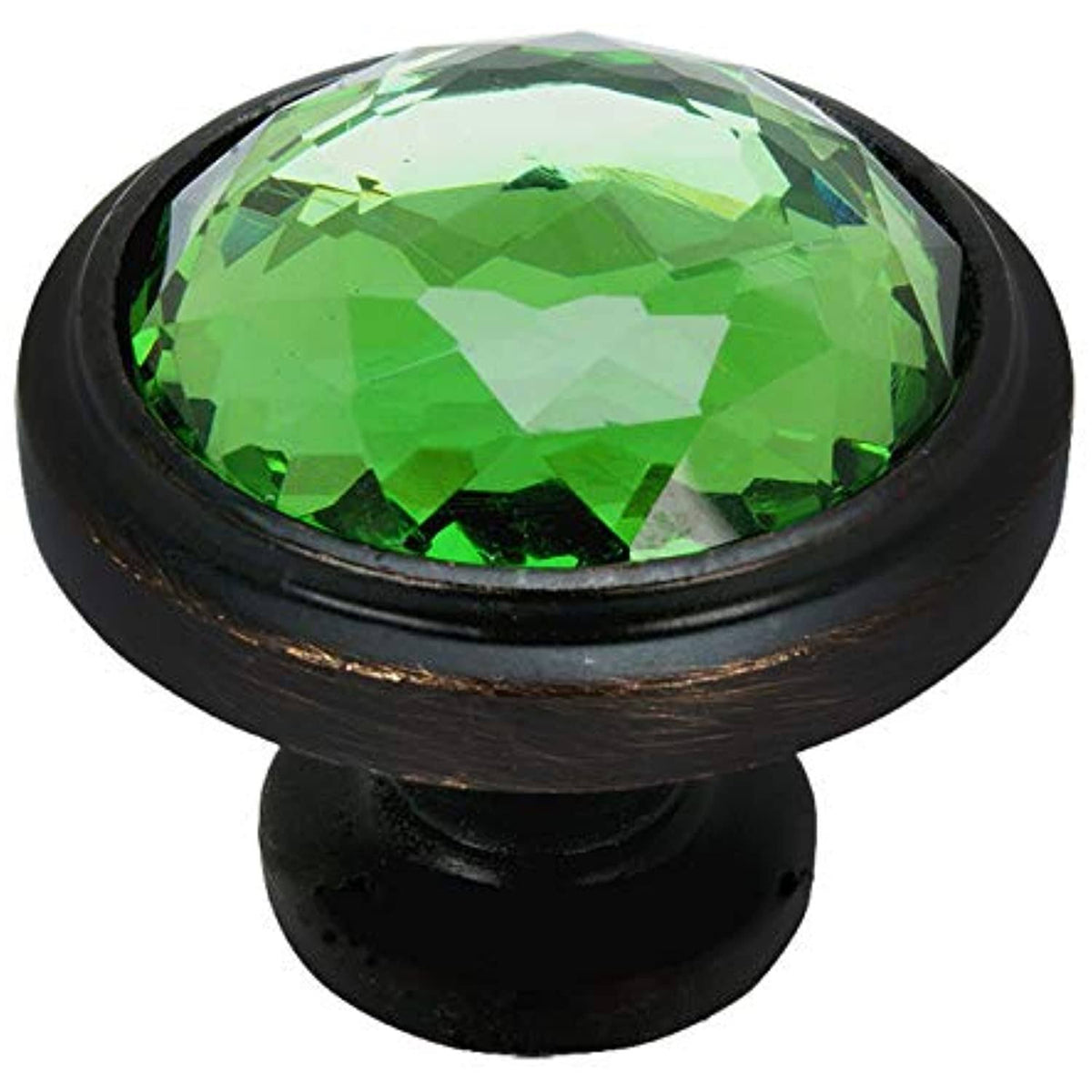 Oil Rubbed Bronze Round Knob with Emerald Glass - 10 Pack W97674