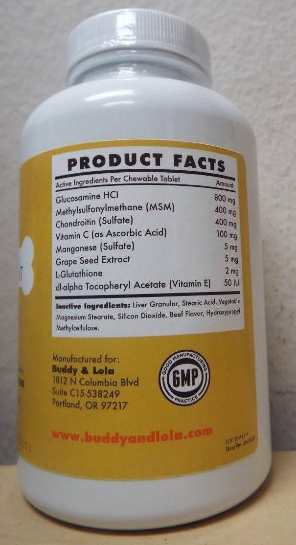 120 Chewable Glucosamine Joint Supplements for Dogs D21530