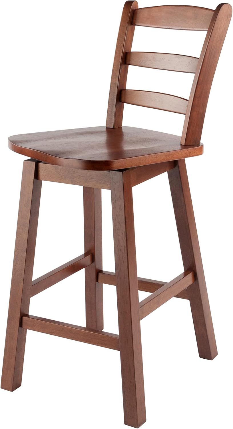 Walnut Ladder Back Swivel Seat Counter Stool D858