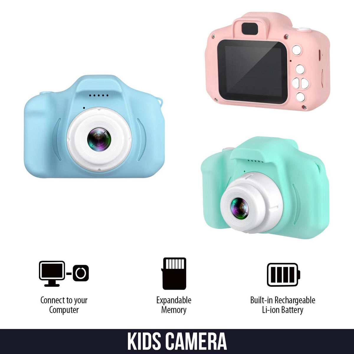 Green 2-Pack 1080p Digital Kids Camera with 32GB SD Card J162270