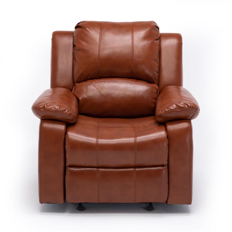Caramel Faux Leather Glider Rocker Recliner T92316