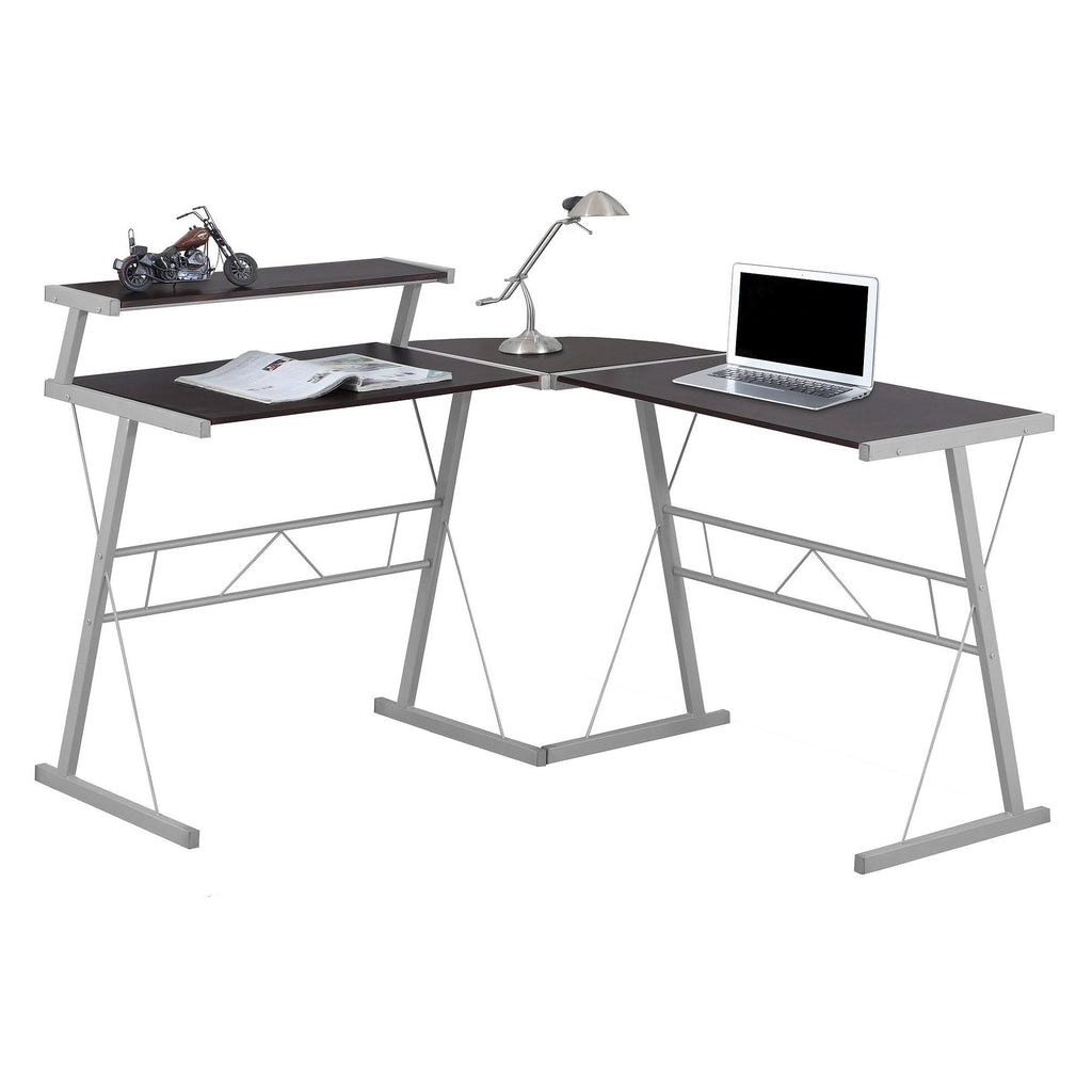 Cappuccino Top Silver Metal Computer Desk L362