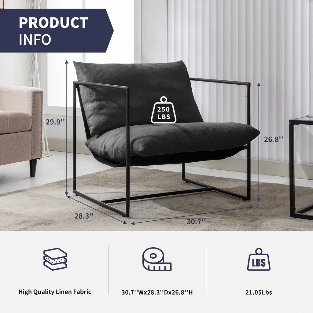Dark Grey Sling Accent Chair with Metal Frame Z575664