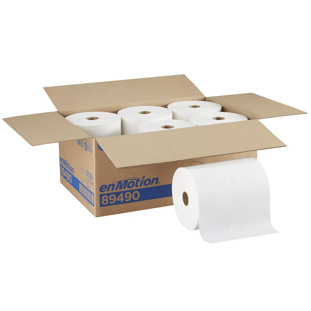 White Recycled Paper Towel Roll, 800 Feet, 6 Rolls Per Case T9693