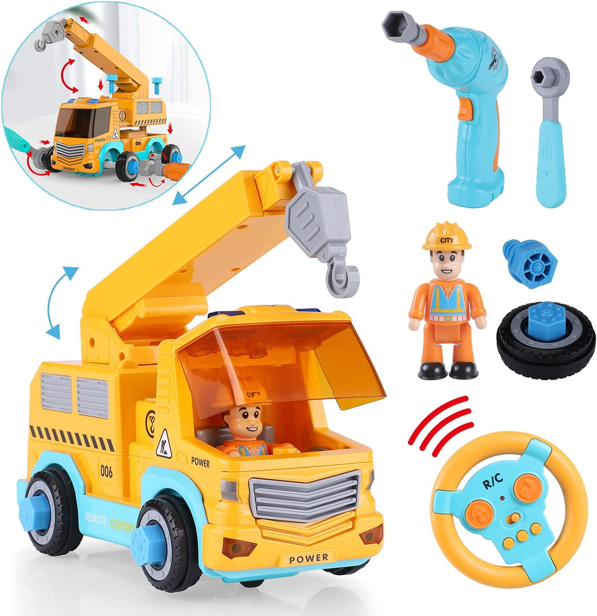 Take Apart Car STEM Toy Building Set with Electric Toy Drill and Remote Control Construction Vehicle F655015