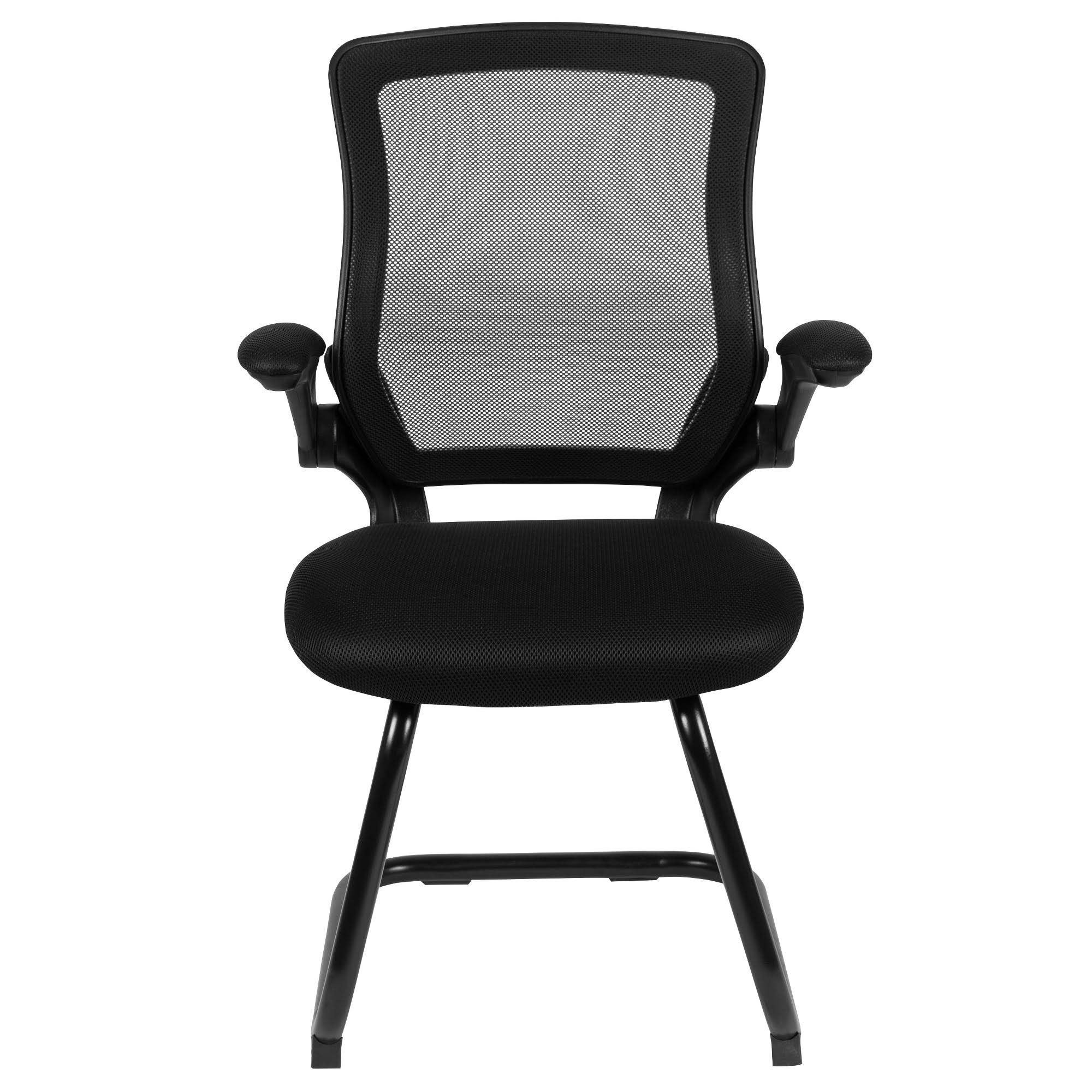 Black Mesh Sled Base Office Chair with Flip-Up Arms A1167