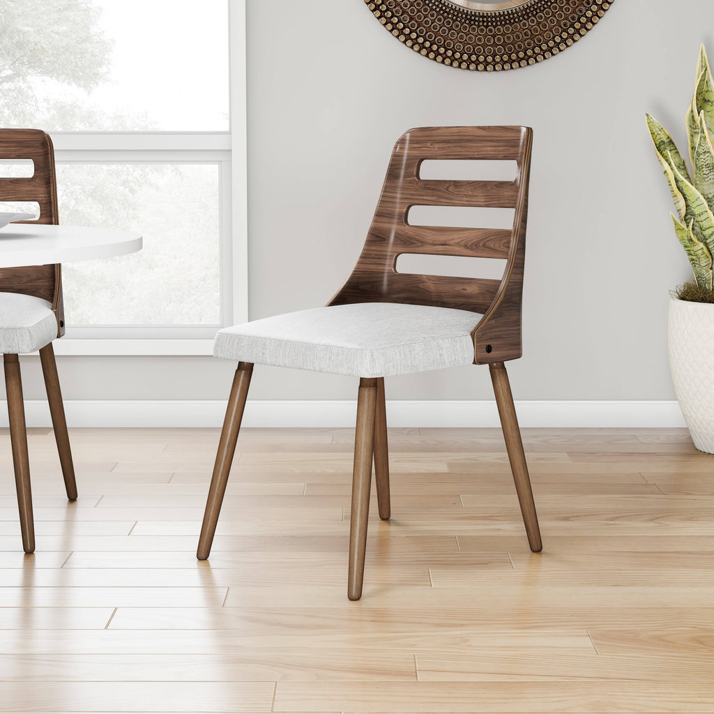Walnut Wood Dining Chair with Grey Fabric Z199