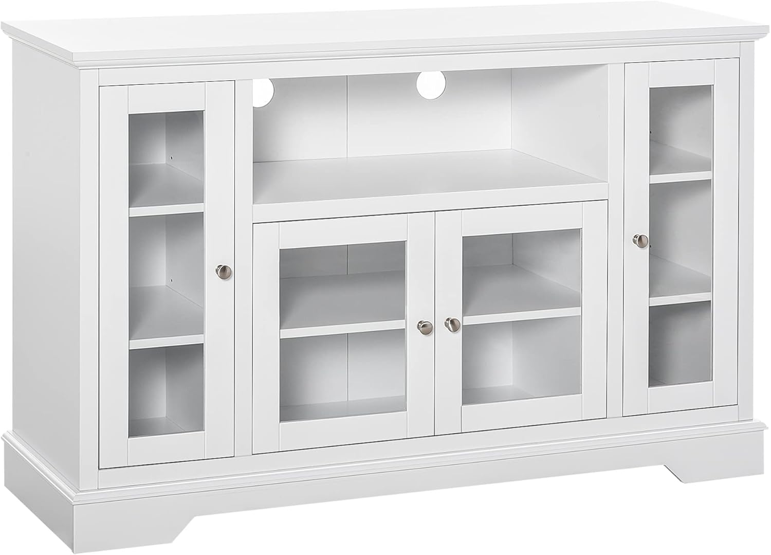 Grey Sideboard Console Table Storage Cabinet with Glass Doors E21312