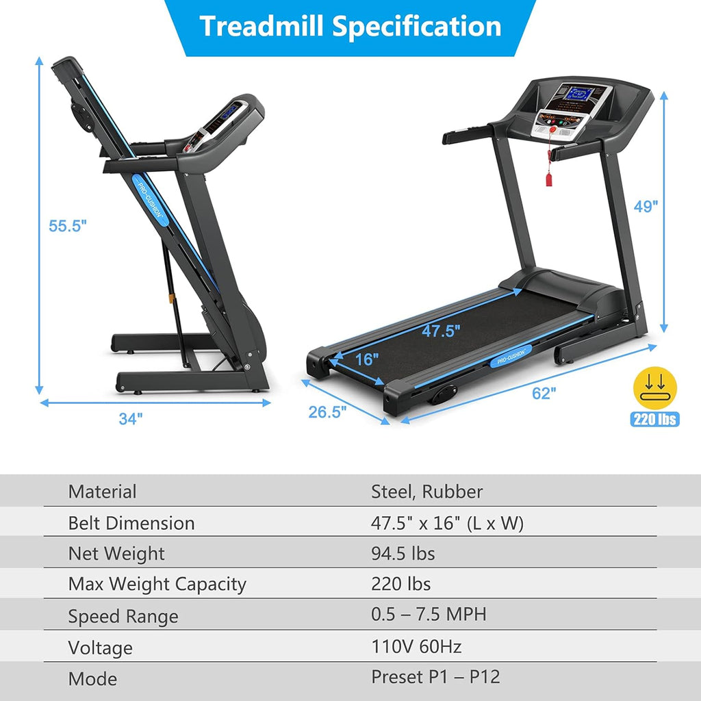Folding Treadmill with 12 Preset Program and LCD Monitor Z625941