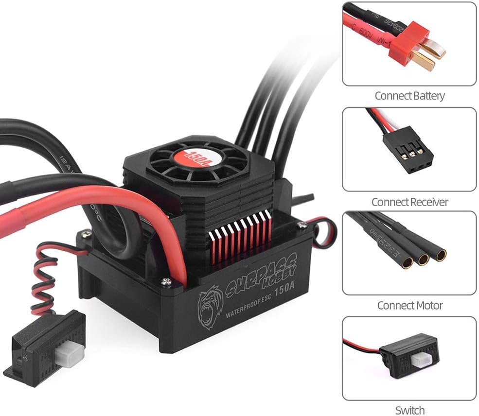 150A Brushless ESC Waterproof Electric Speed Controller Pack of 2 W373