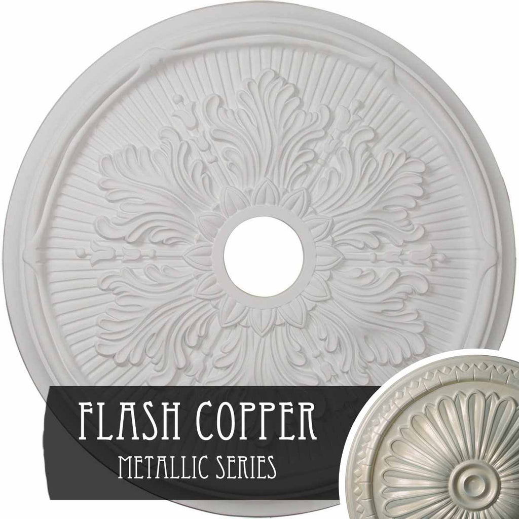 23 3/4x22OD x 3 5/8x22ID x 1 7/8x22P Hand-Painted Flash Copper Ceiling Medallion Y3892